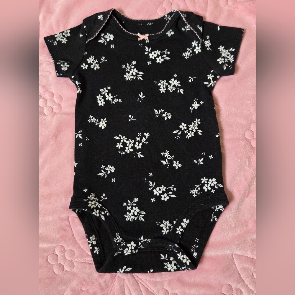 Carter's Black and White Floral Bodysuit